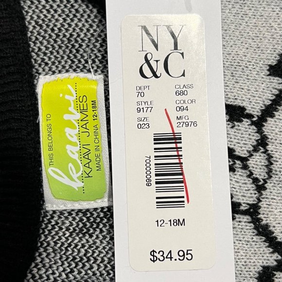 NWT NY & C KAAVI JAMES Baby One Piece Sz 12-18M Black Gray Short Sleeve - Picture 4 of 5